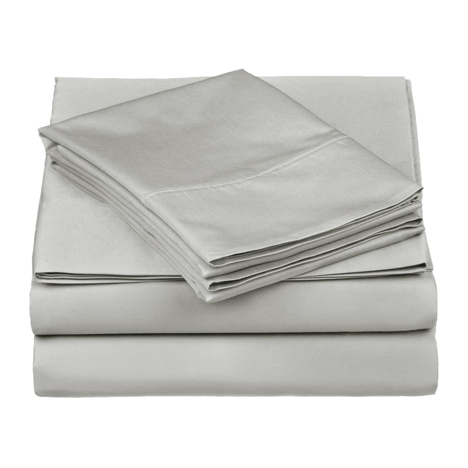 Superior Egyptian Cotton 530 Thread Count Bed Sheet Set, Queen, Platinum