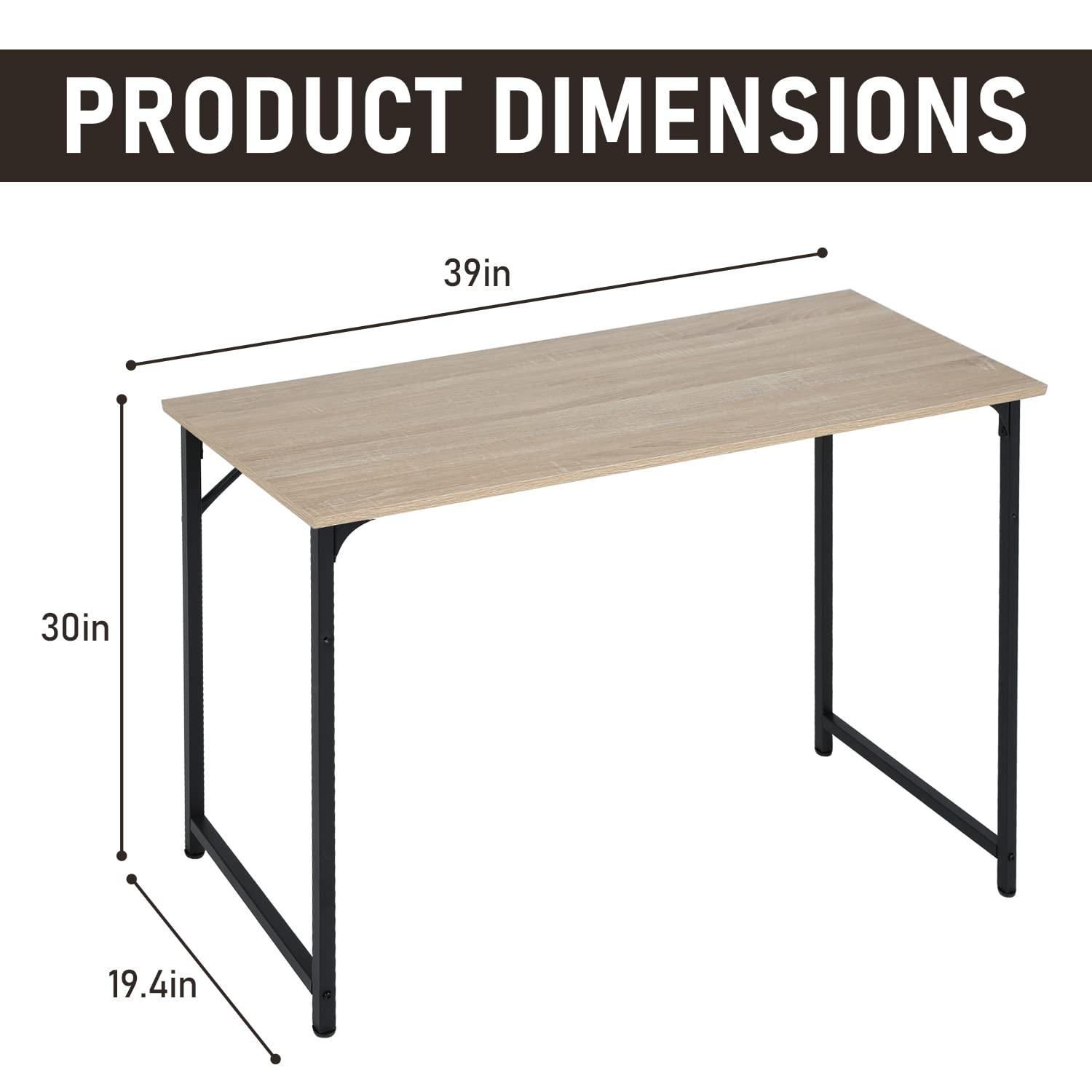 FDW Computer Desk 47 inch Length Study Writing Table, Adjustable feet, Modern Furniture for Home Office, Nature