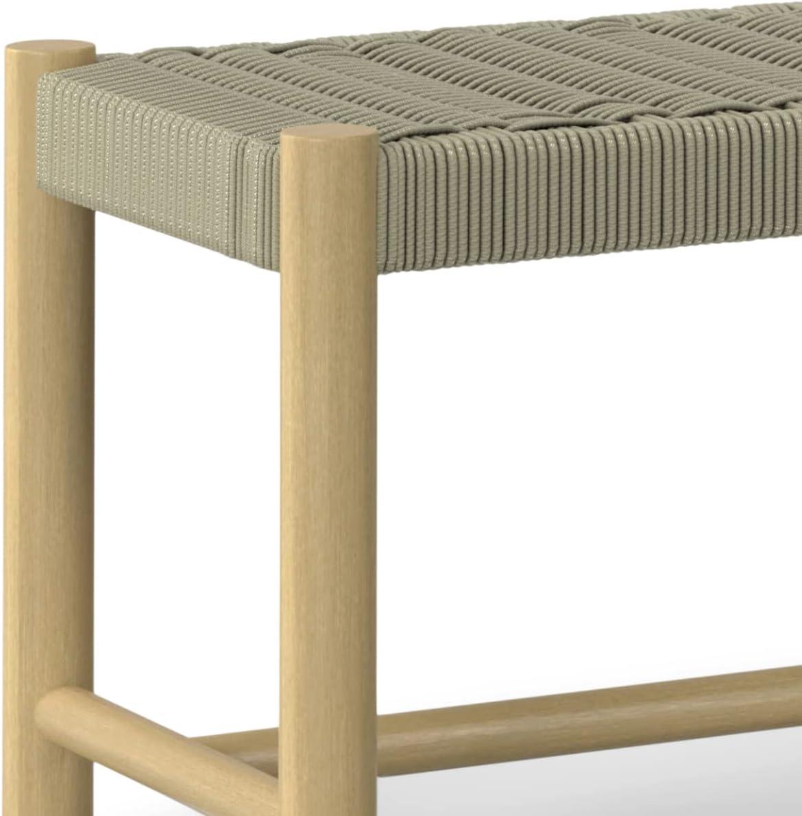 Simpli Home Dahlia 46"W Solid Acacia Contemporary Outdoor Bench with Weather-Resistant Rope Seating