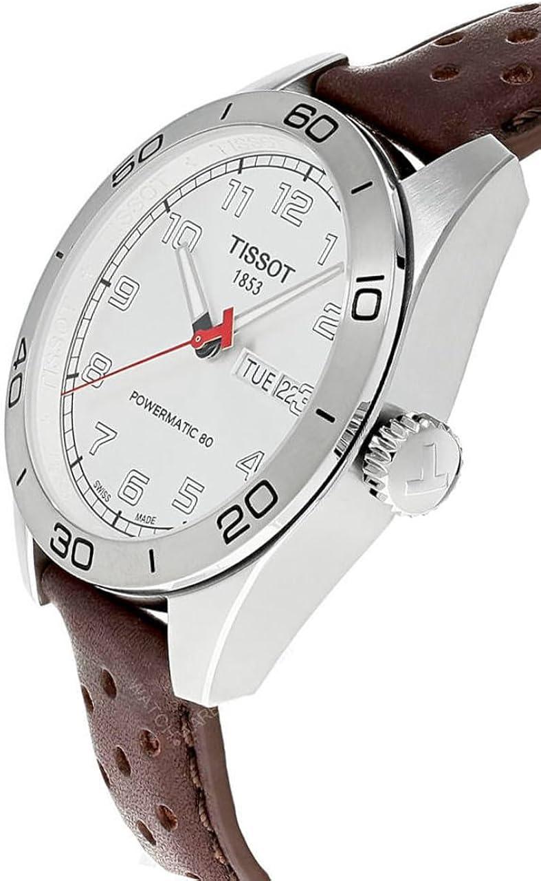 Tissot PRS 516 Silver Dial Brown Leather Automatic Wristwatch