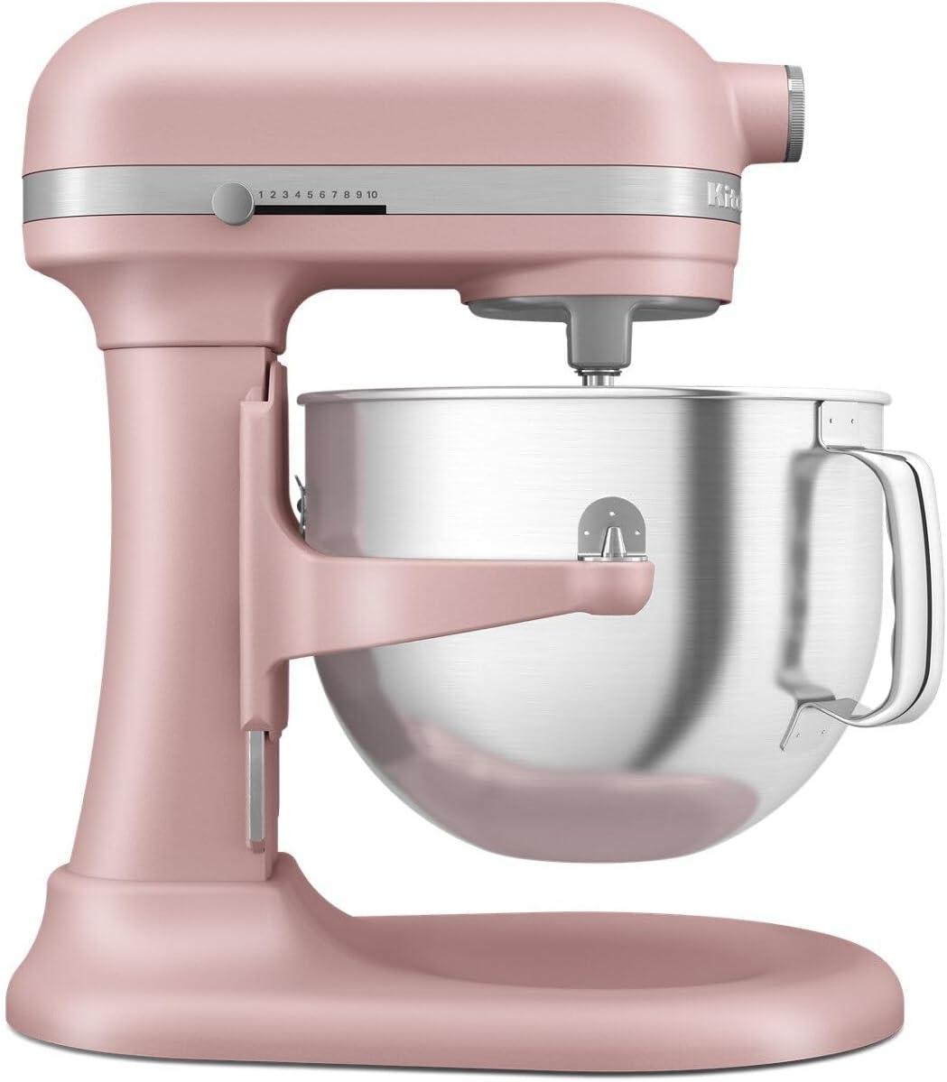 KitchenAid Bowl-Lift 7 qt Stand Mixer, Dried Rose with Flat Beater, Dough Hook, Whip