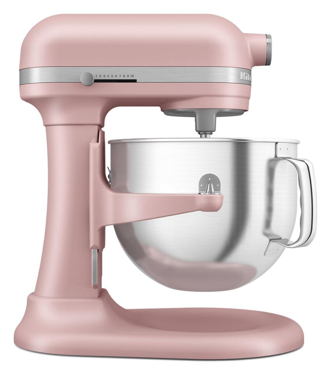 KitchenAid Bowl-Lift 7 qt Stand Mixer, Dried Rose with Flat Beater, Dough Hook, Whip