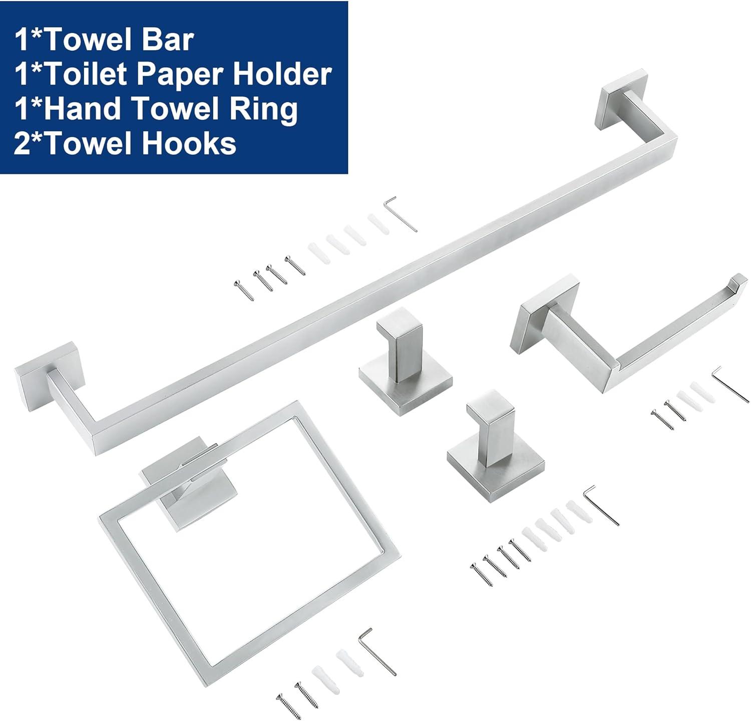 5-Pieces Bathroom Hardware Accessories Set,Towel Racks for Bathroom Wall Mounted.