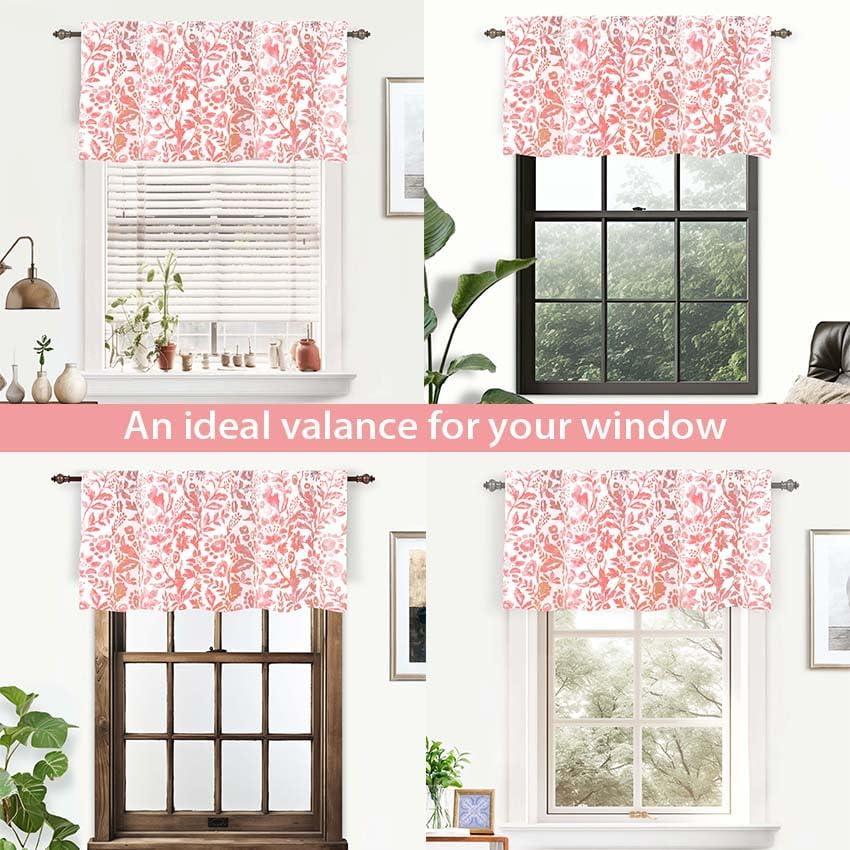 Blush Floral Watercolor Rod Pocket Valance 52" x 18"