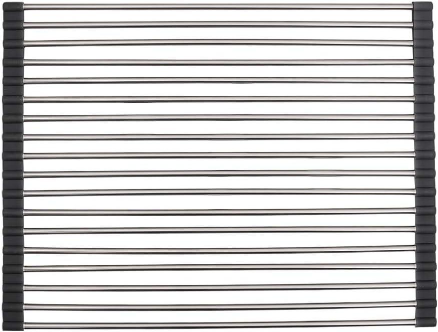 Strictly Sinks Stainless Steel Dish Drying Rack Polished Chrome Multipurpose Foldable Roll Up Rack