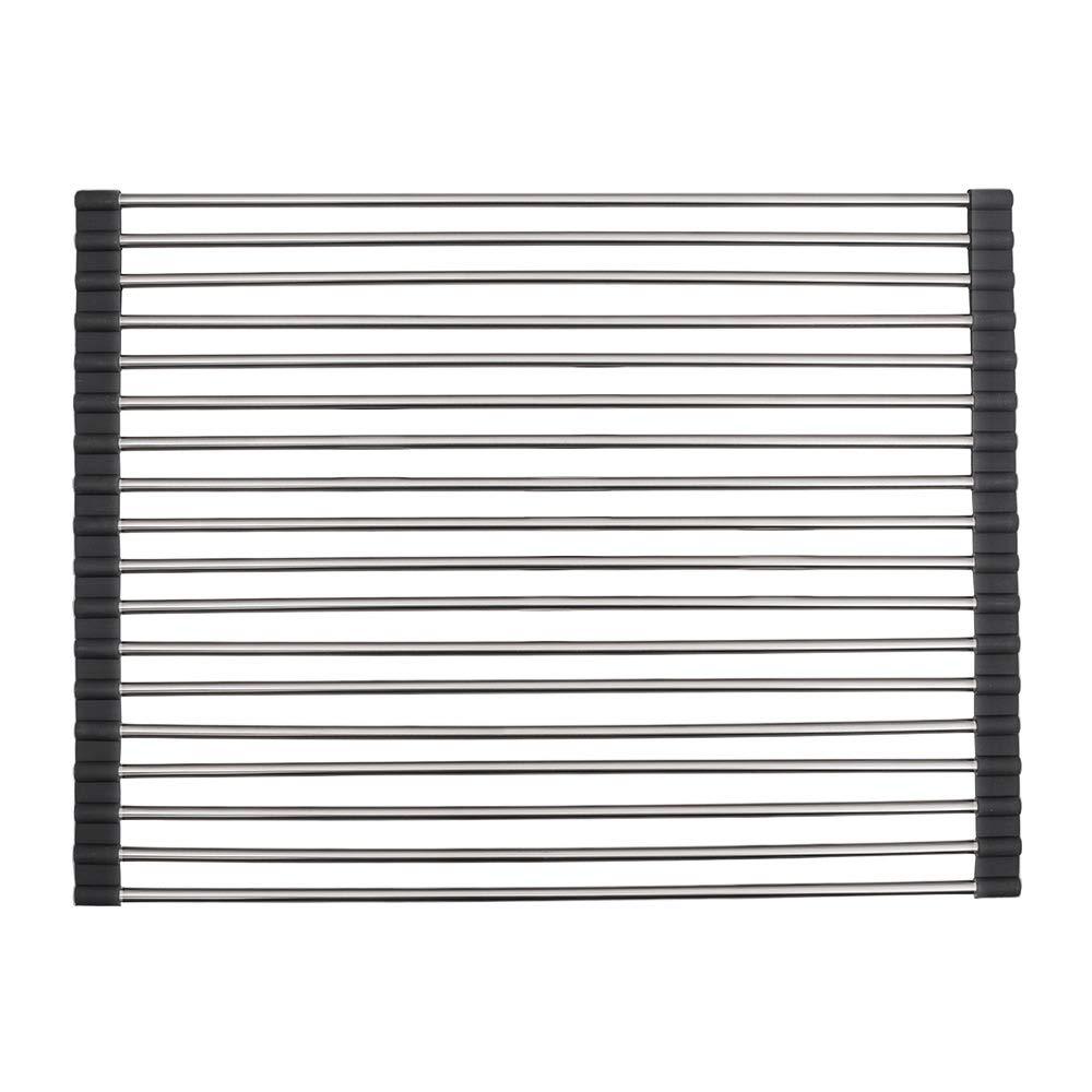 Strictly Sinks Stainless Steel Dish Drying Rack Polished Chrome Multipurpose Foldable Roll Up Rack