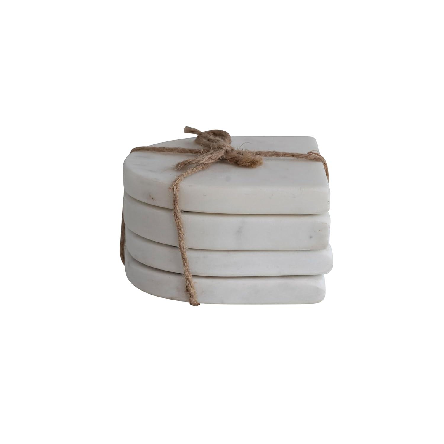 Bloomingville Modern Arched Marble Coasters, Set of 4, White