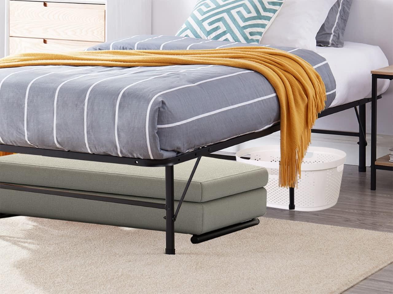 Alwyn Home Muscoy 14" Foldable Steel Bed Frame, No Box Spring Needed, Underbed Storage , Easy Assembly