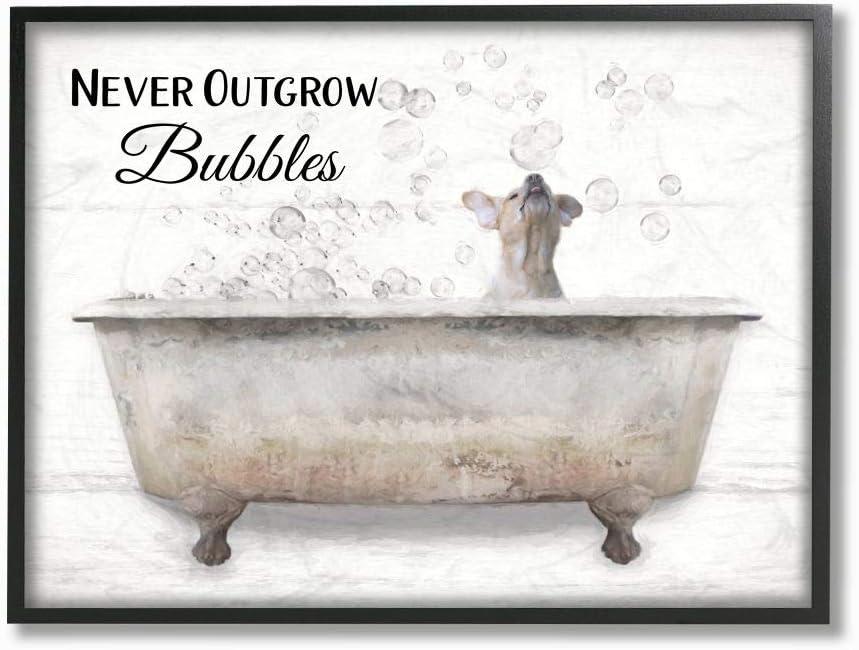 " Stupell Industries Never Outgrow Bubbles Bath Dog In Tub Word Design " by Lori Deiter