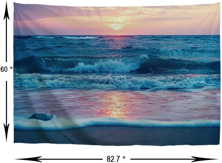 Creowell  Ocean Tapestry Wall Hanging, Sea Beach Wave Sun Cloud Landscape Scenery Nature Wall Art [Double-Folded Hems] Bohemian Home Decor for Bedroom, Dorm, College, Living Room 60x50inch