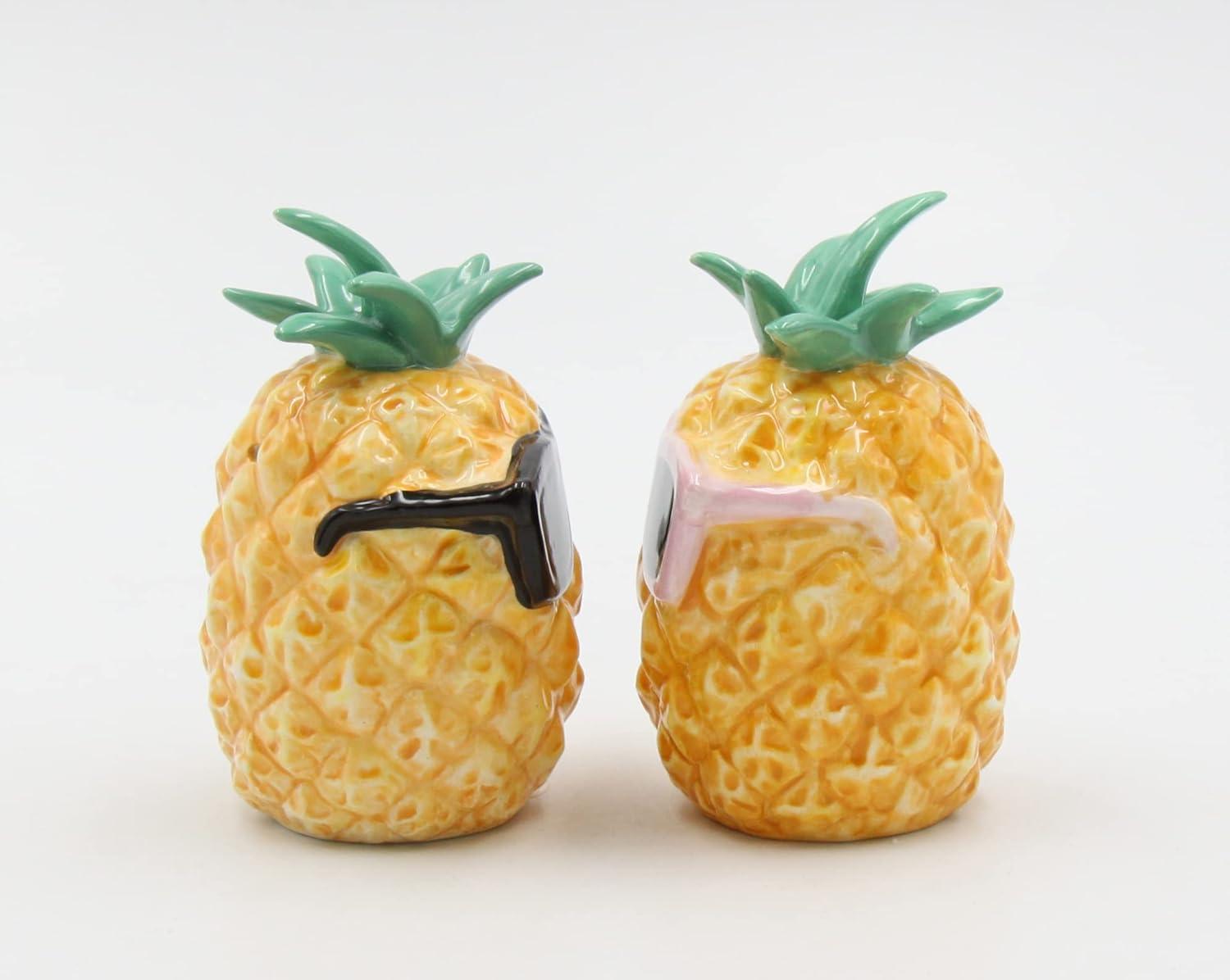 Kevins Gift Shoppe Ceramic Pineapples Wearing Sunglasses Salt and Pepper Shakers