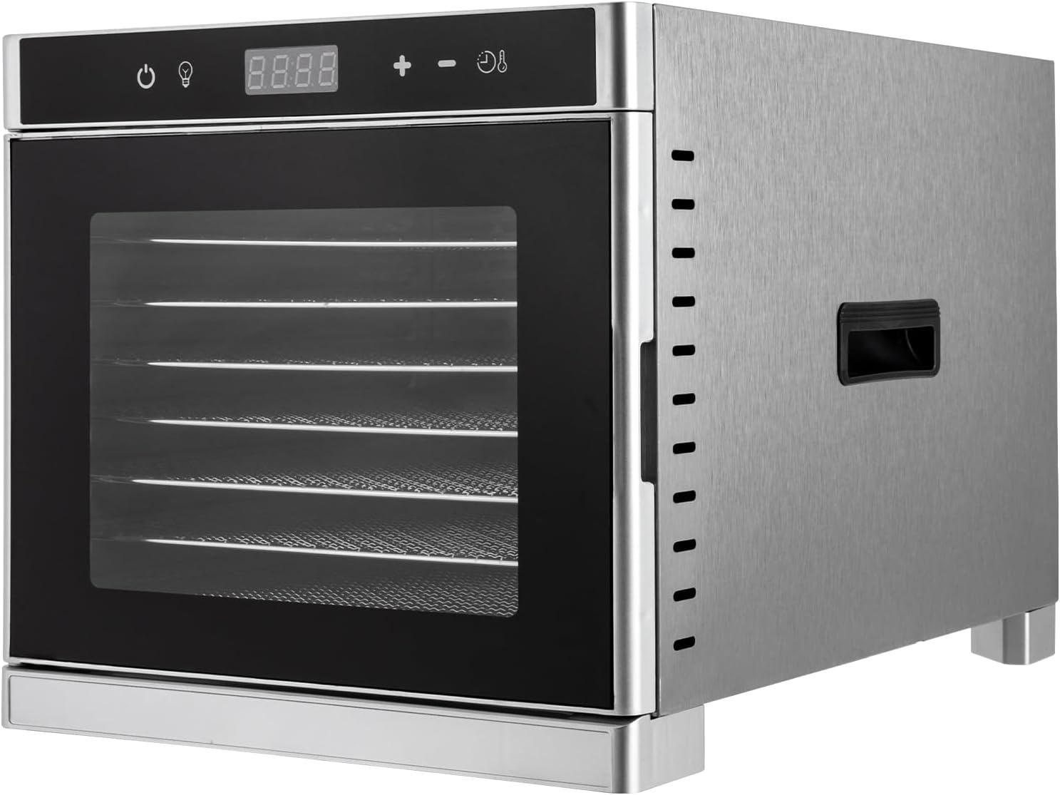 Miumaeov Food Dehydrator 6/8 Stainless Steel Trays Food Dryer Machine for Candy Jerky Herbs Veggies Fruits 700W Electric Dryer Machine with Digital Temperature