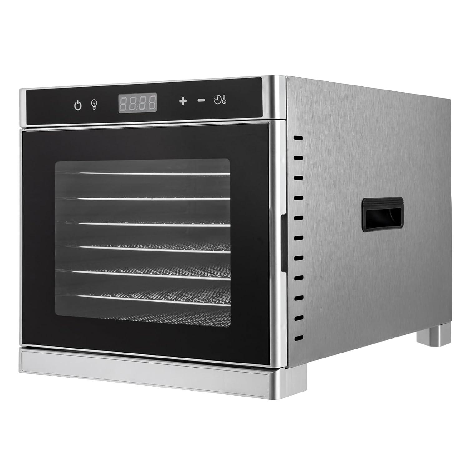 Miumaeov Food Dehydrator 6/8 Stainless Steel Trays Food Dryer Machine for Candy Jerky Herbs Veggies Fruits 700W Electric Dryer Machine with Digital Temperature