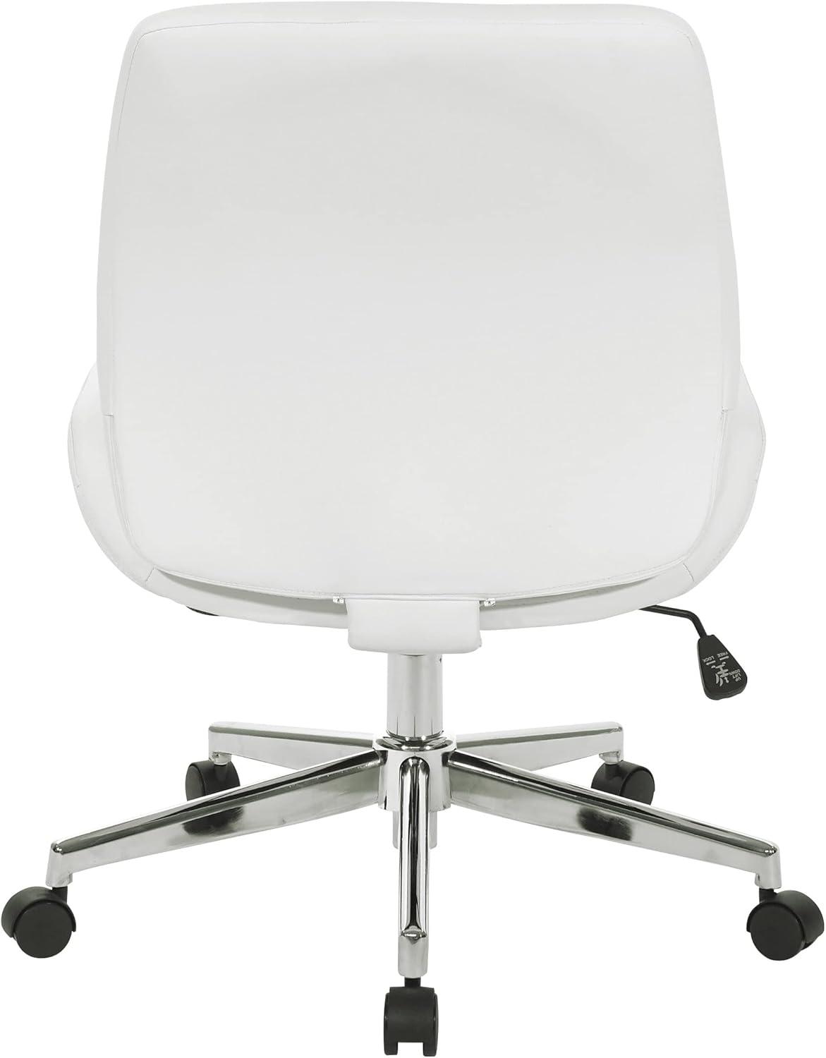 Office Star Products Black Faux Leather Chair with Chrome Finish Base