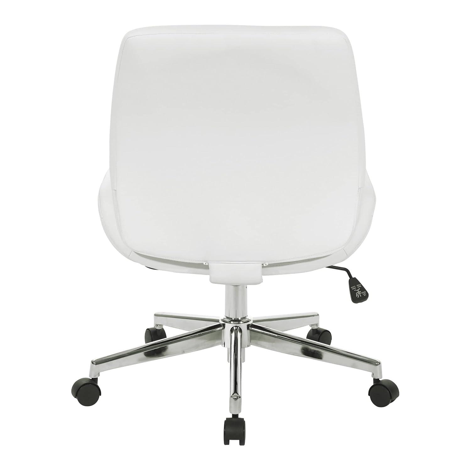Office Star Products Black Faux Leather Chair with Chrome Finish Base