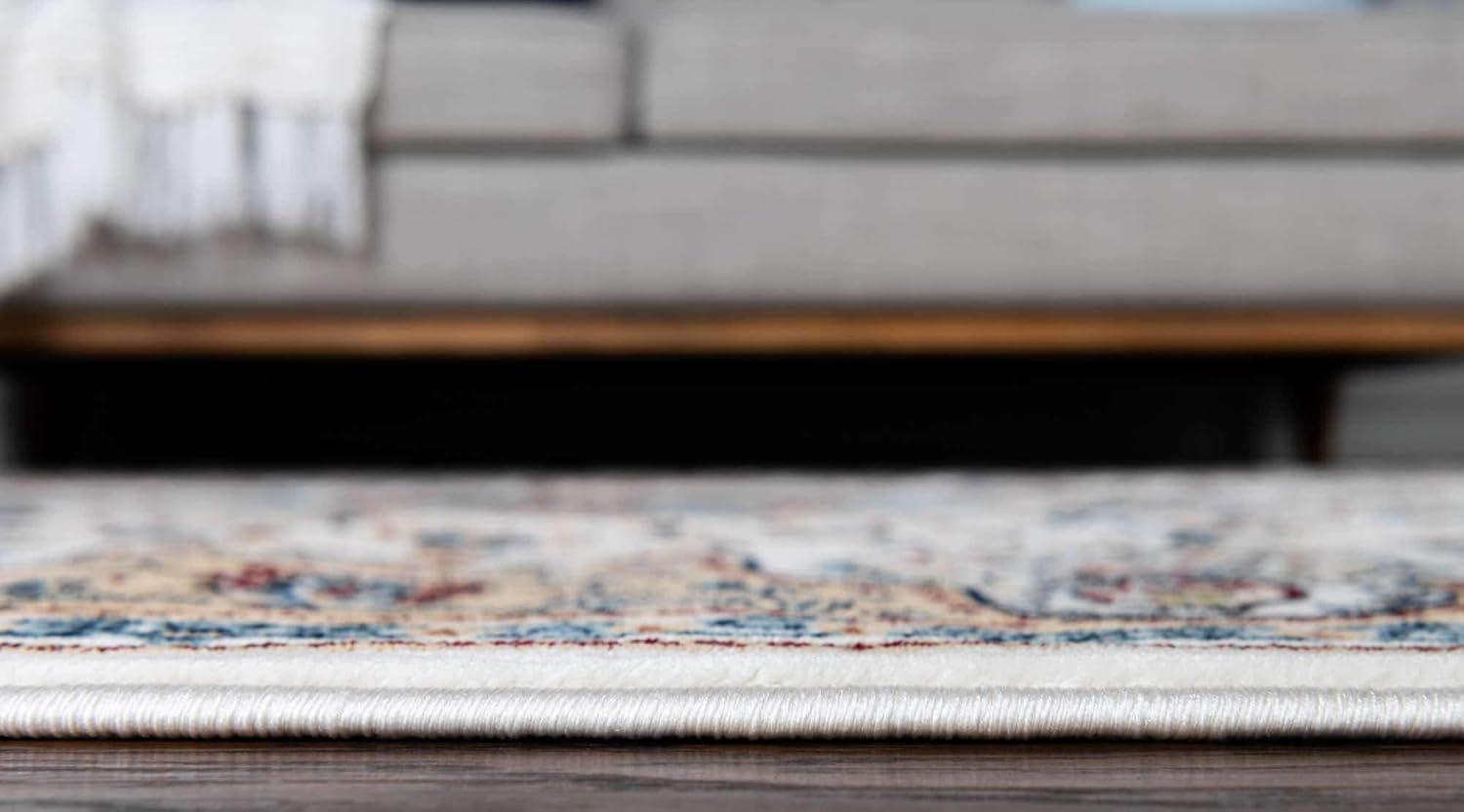 Rugs.com Rabia Collection Rug – 3' x 5' Ivory Low Rug Perfect For Entryways, Kitchens, Breakfast Nooks, Accent Pieces