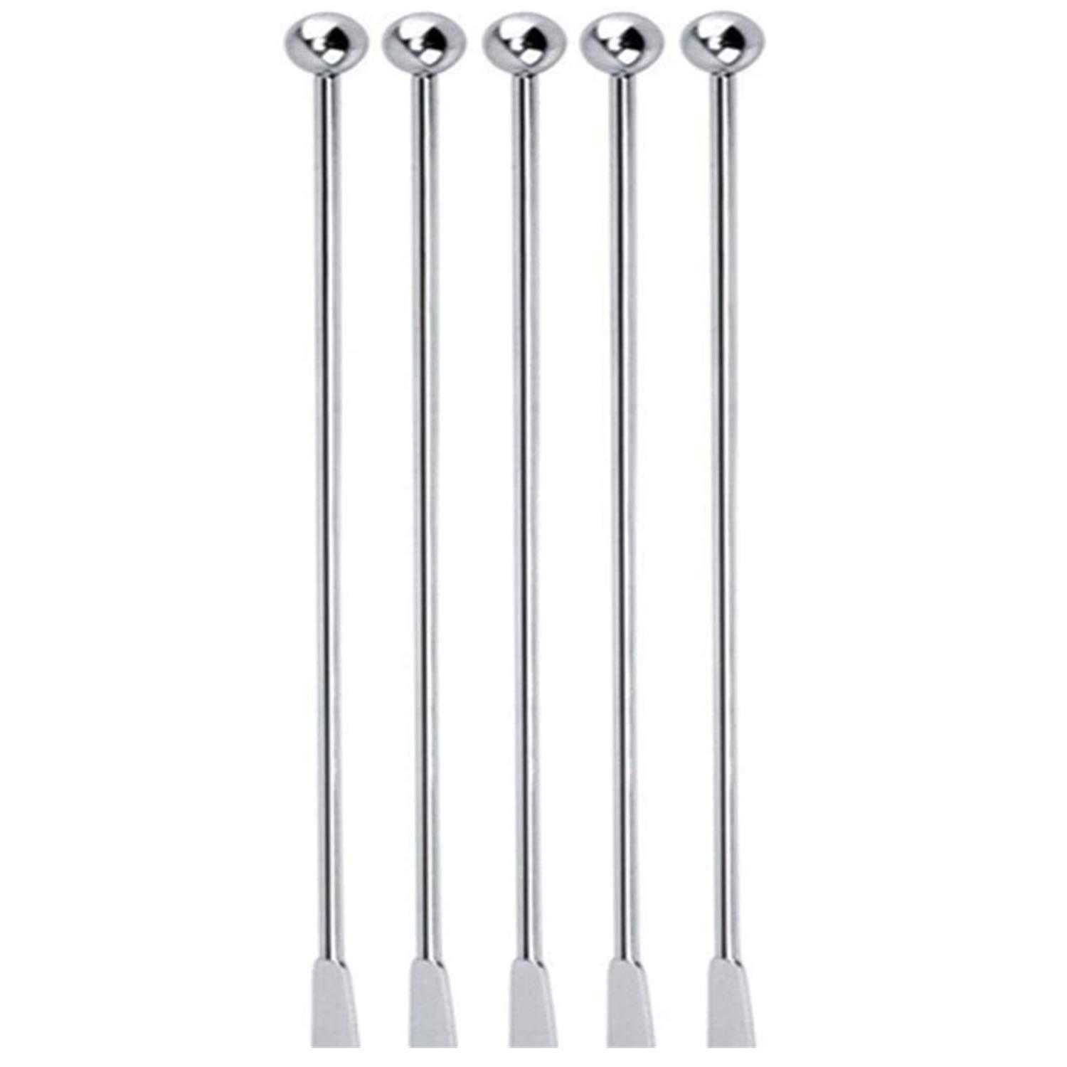 Jsdoin Stainless Steel Coffee Beverage Stirrers Stir Cocktail Drink Swizzle Stick with Small Rectangular Paddles (5 silver)