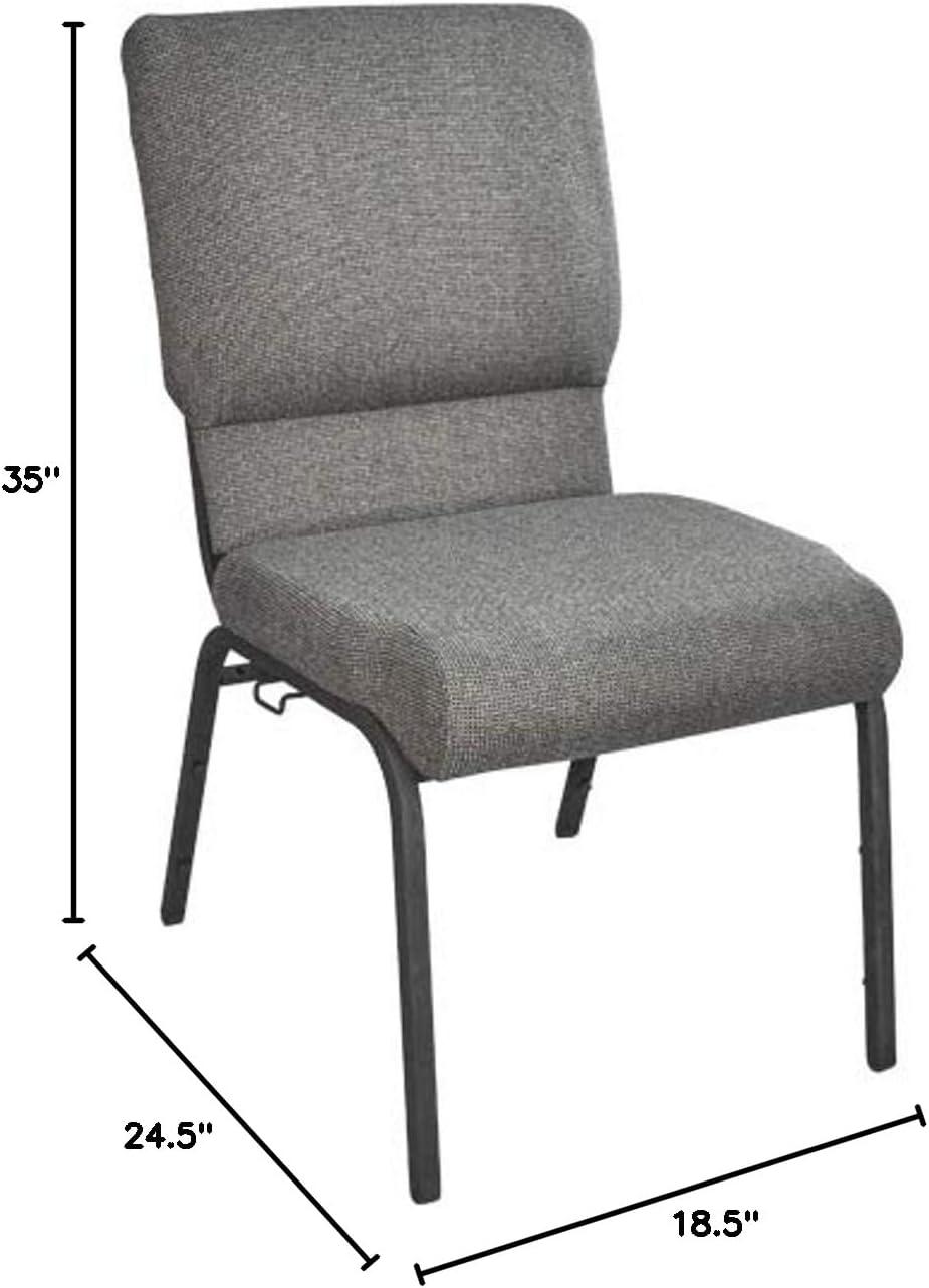 Fossil Black Fabric and Metal Stacking Chair with Lumbar Support