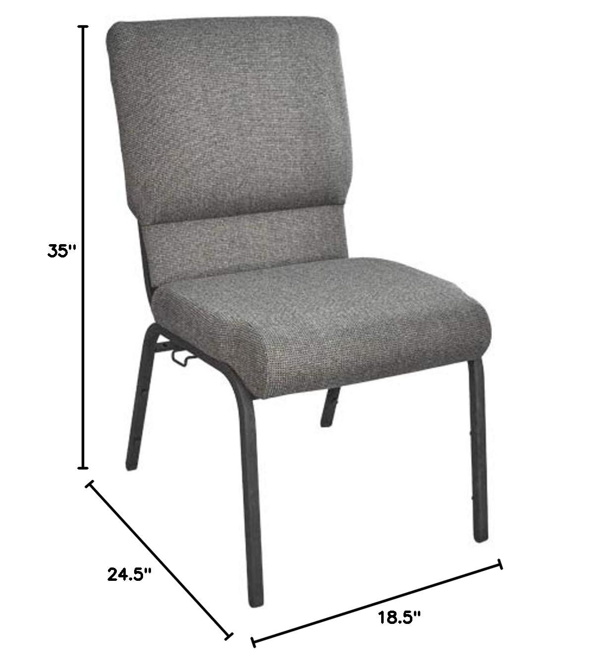 Fossil Black Fabric and Metal Stacking Chair with Lumbar Support