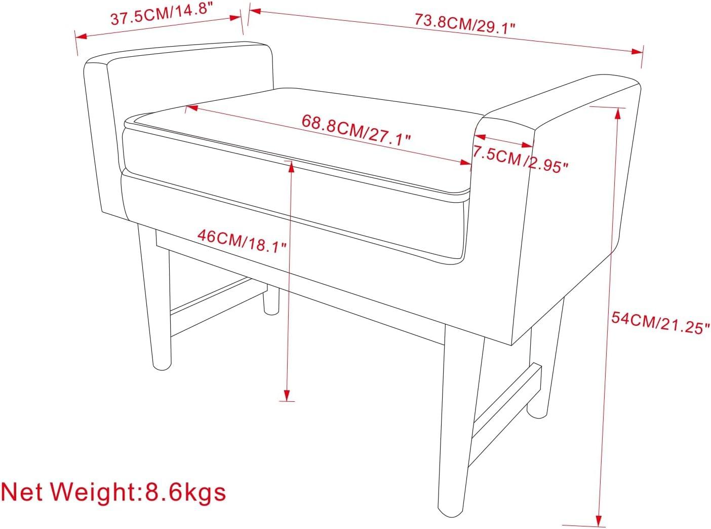 Scott Linen Fabric Upholstered Bench