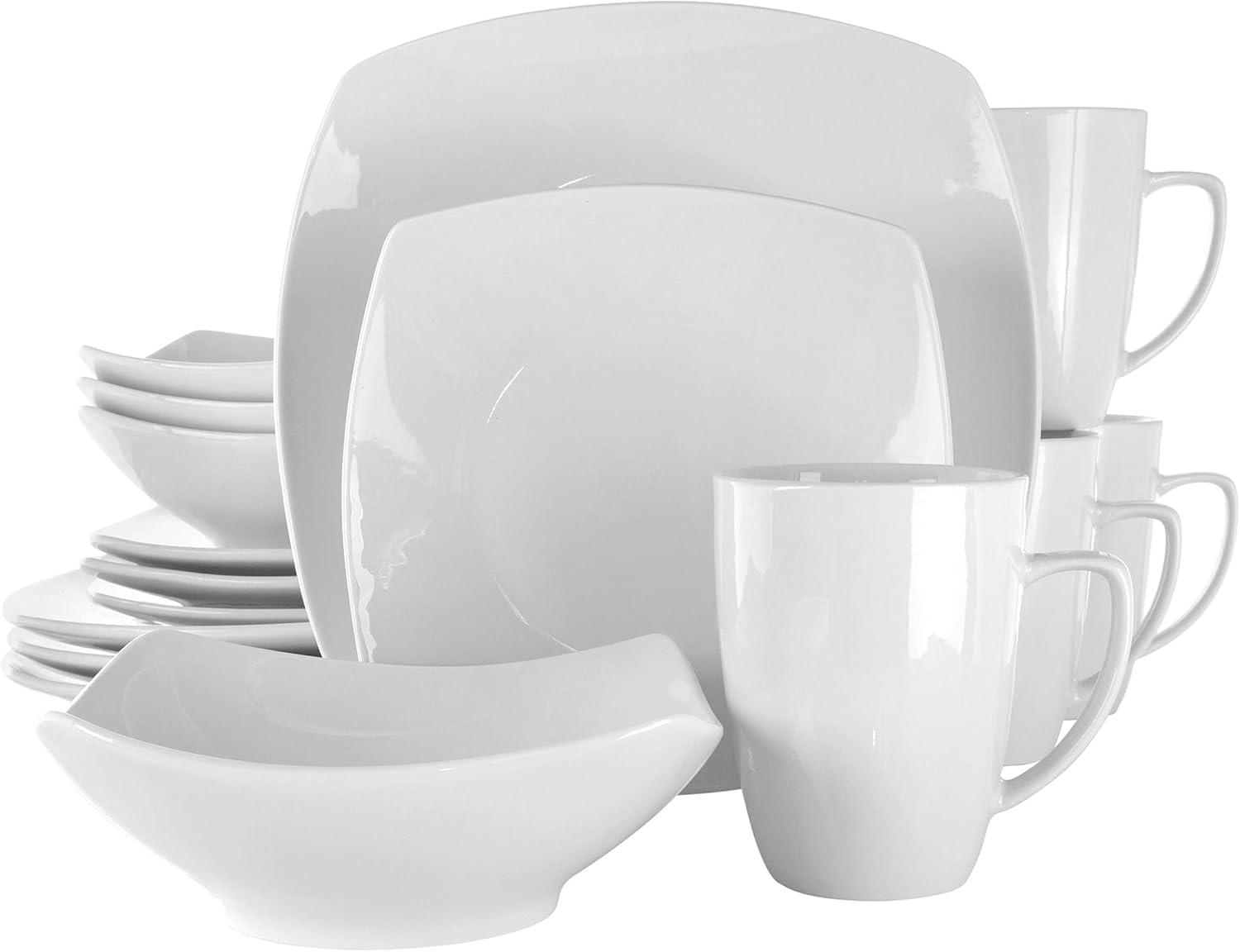 Hayes 16 Piece White Square Porcelain Dinnerware Set