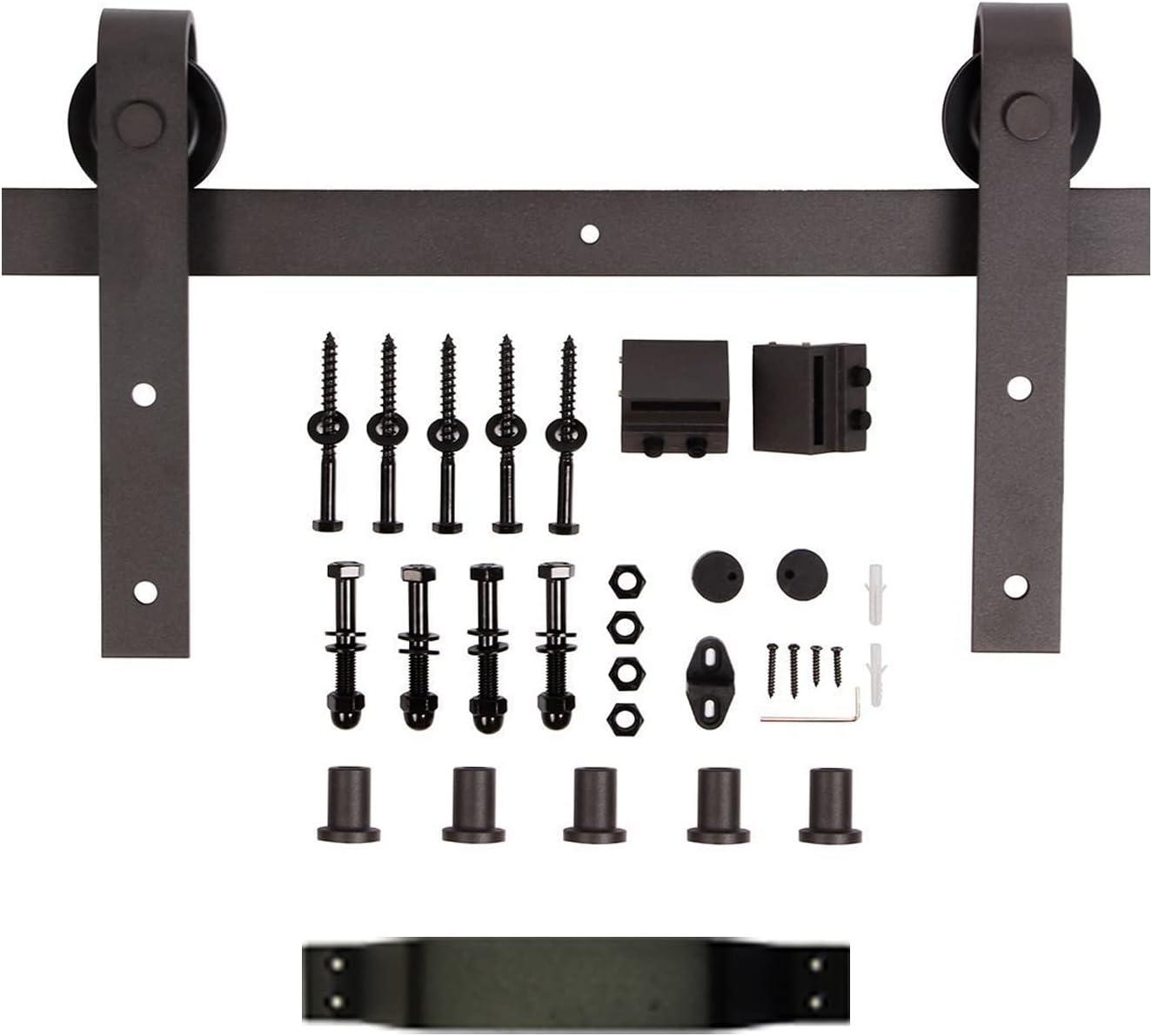 Paneled Wood and Metal K Series DIY Knotty Barn Door with Installation Hardware Kit
