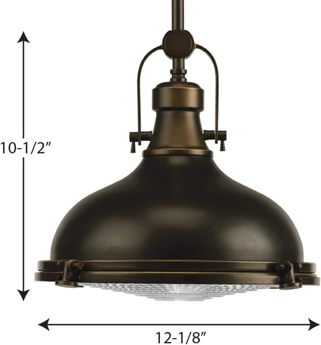 Progress Lighting, Fresnel, 1-Light Pendant, Oil Rubbed Bronze, Prismatic Glass Shade