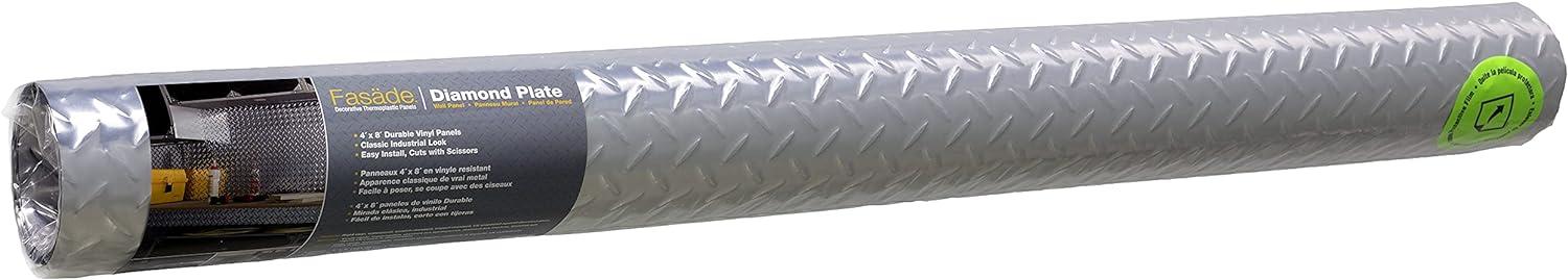 Brushed Aluminum Diamond Plate Decorative Vinyl Wall Panel
