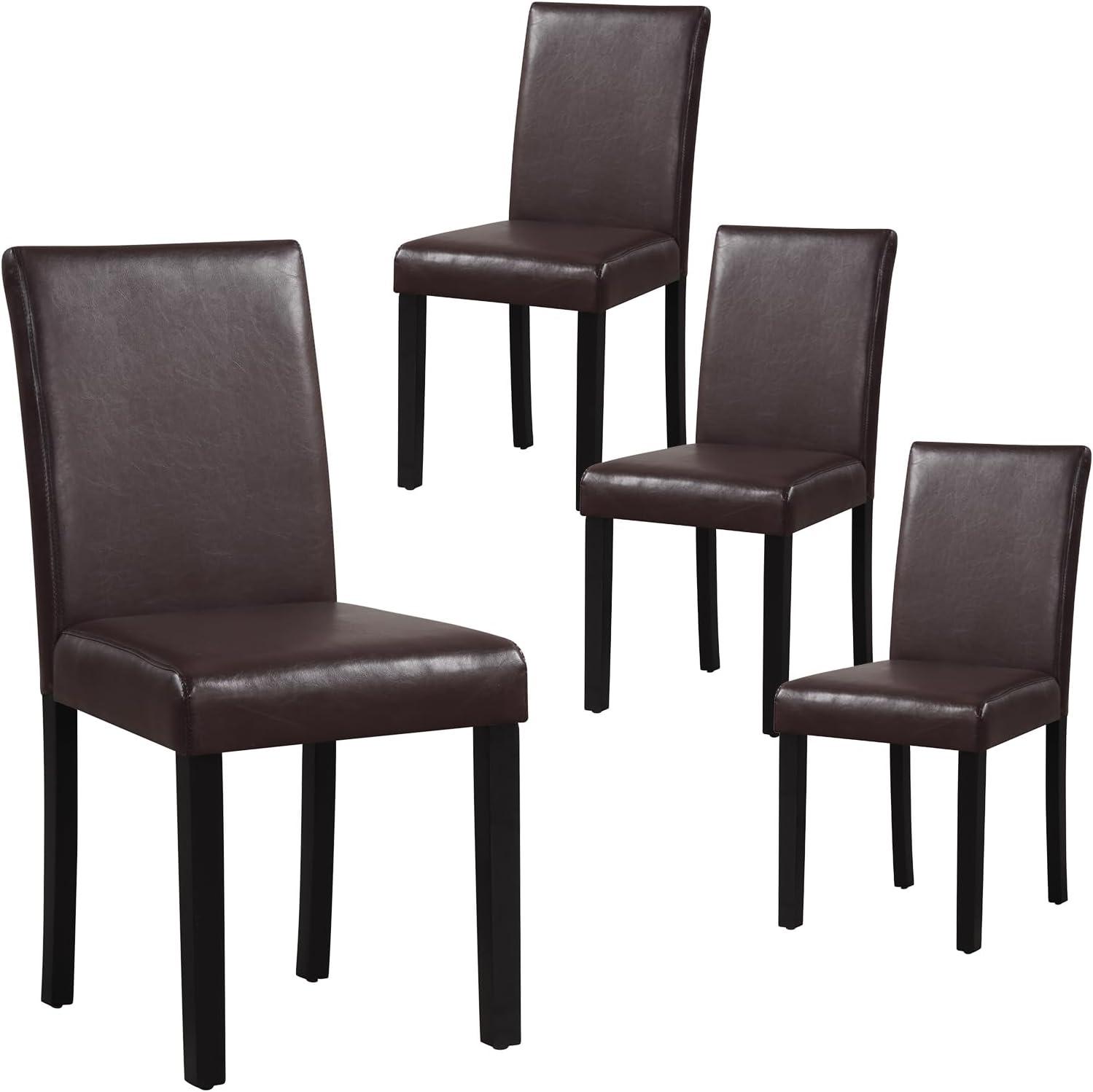 Tangkula Dining Chair Set of 4 w/ Acacia Wood Frame & Rubber Wood Legs Padded Backrest