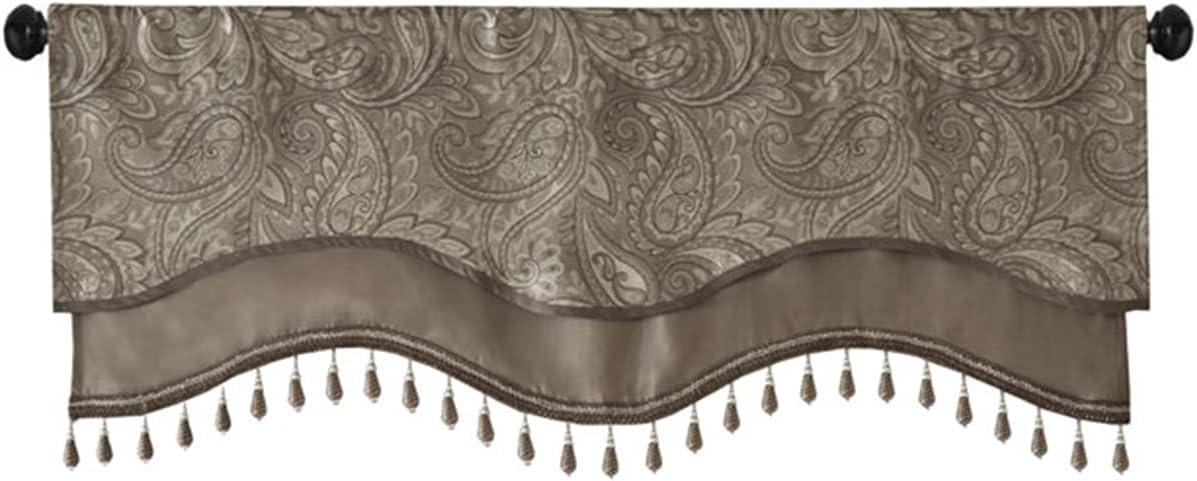 Aubrey Jacquard Window Rod Pocket Valance With Beads