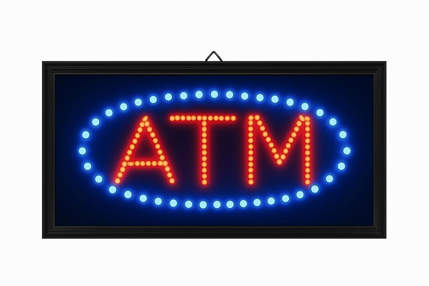 LED Neon Light ATM Sign With Animation On/off and Power On/Off two Switchs for Business B86