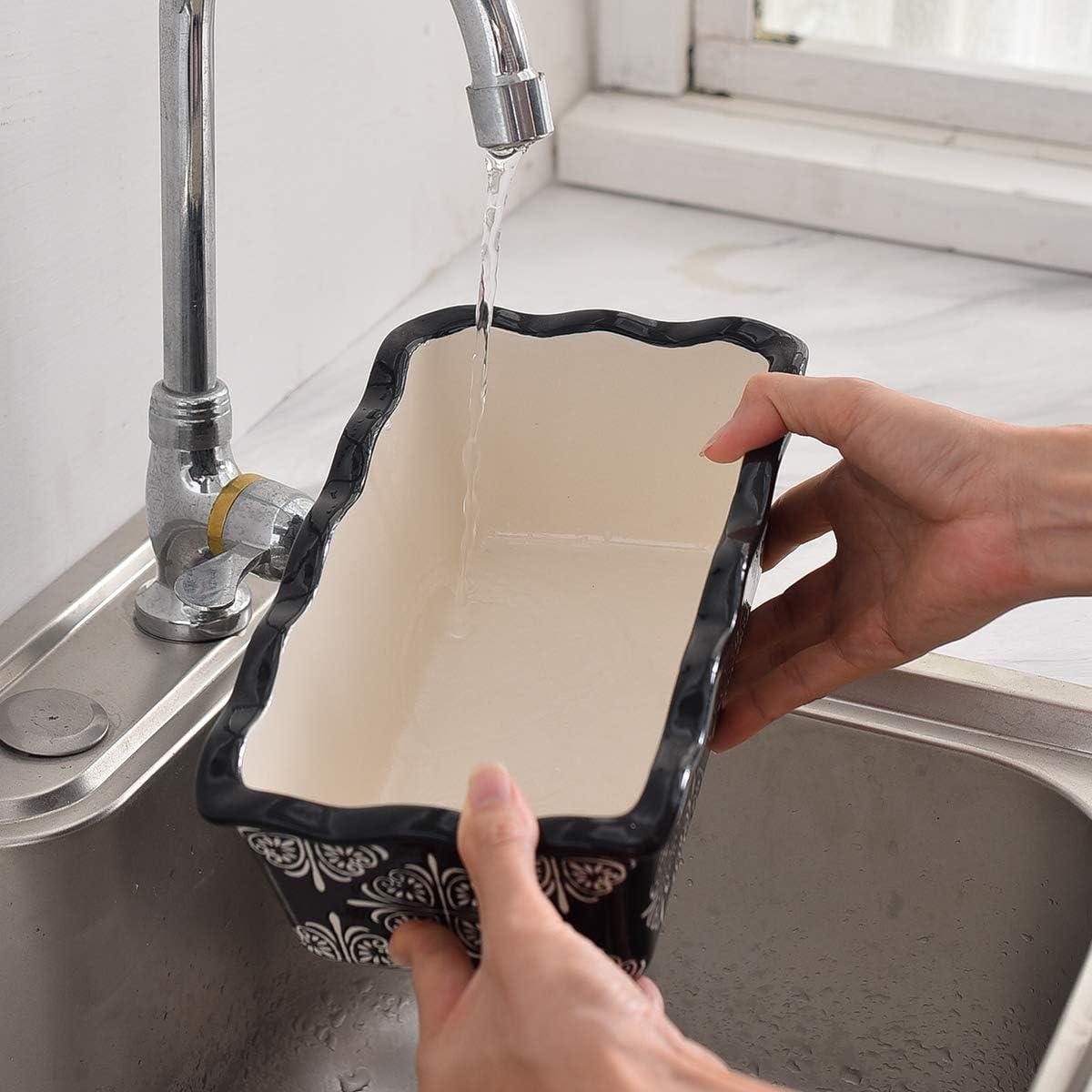 Black and White Rectangular Ceramic Nonstick Bread Pan