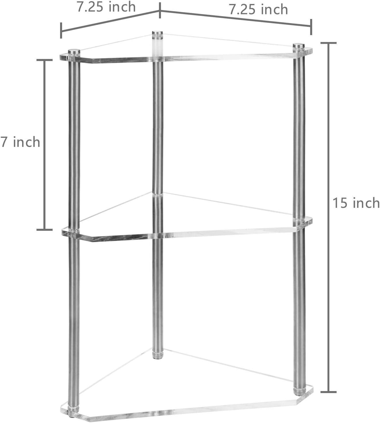 MyGift 3-Tier Clear Acrylic and Metal Tabletop Corner Display Stand