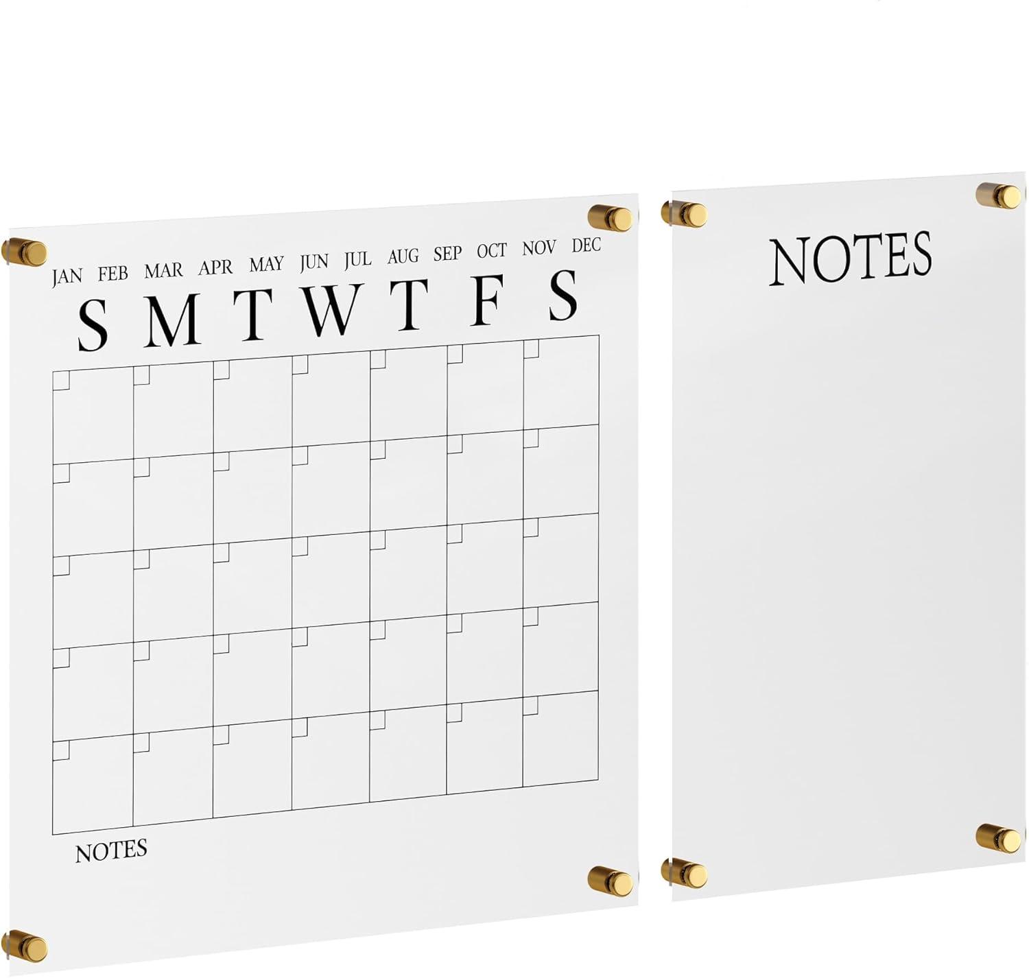 Clear Acrylic Wall Calendar and Notes Board Set with Marker