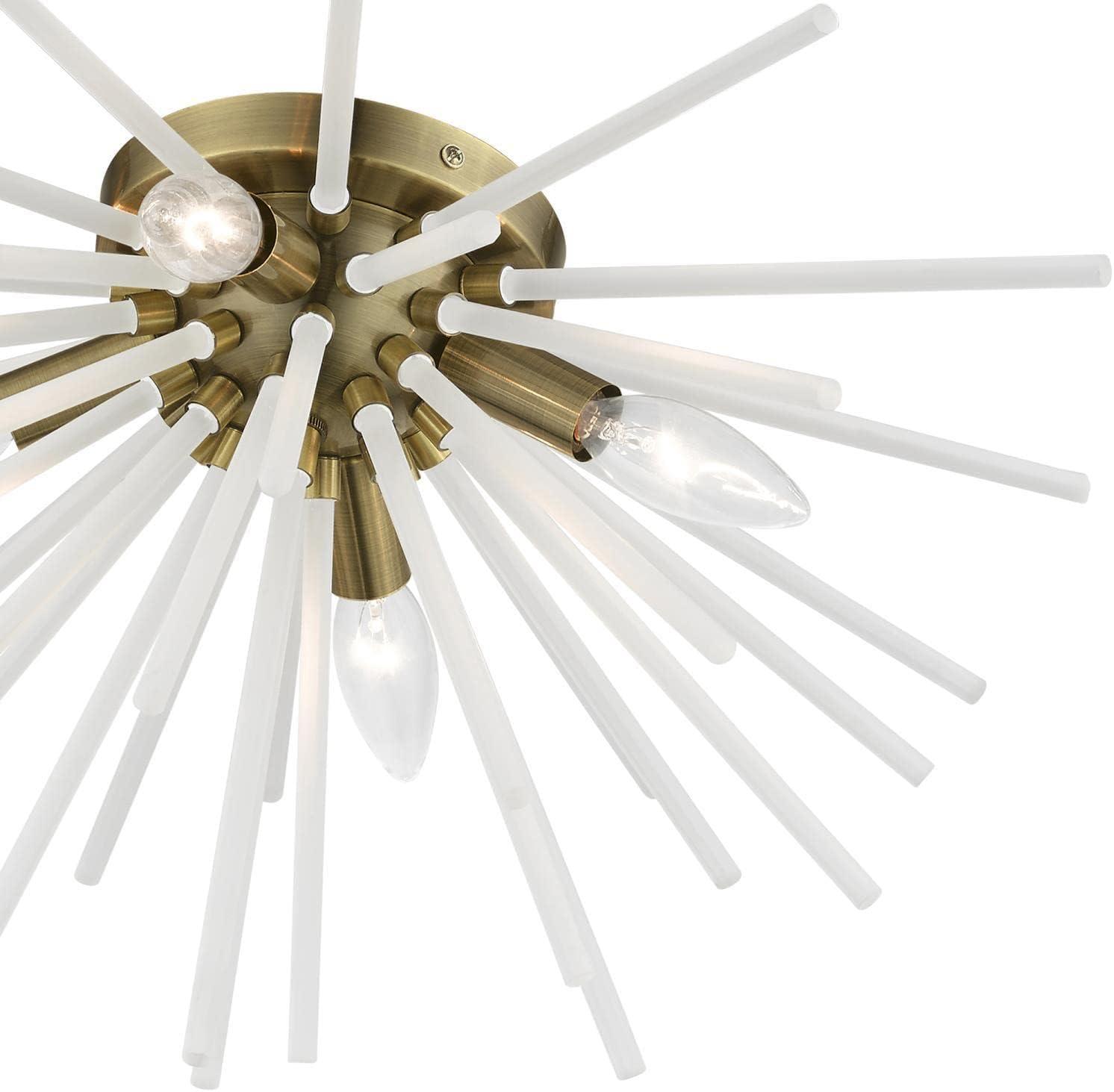 Livex Lighting Uptown 4 - Light Flush Mount in  Antique Brass
