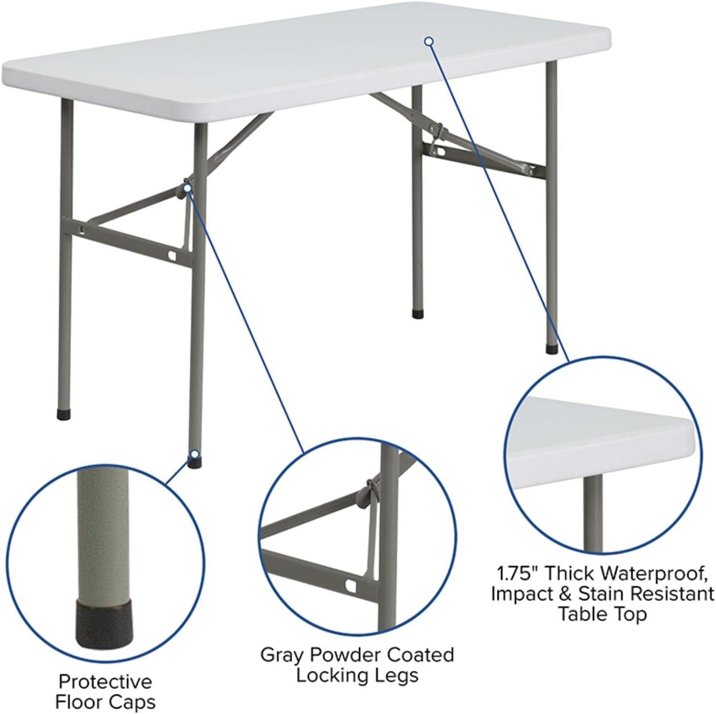 Granite White 4-Foot Rectangular Plastic Folding Table