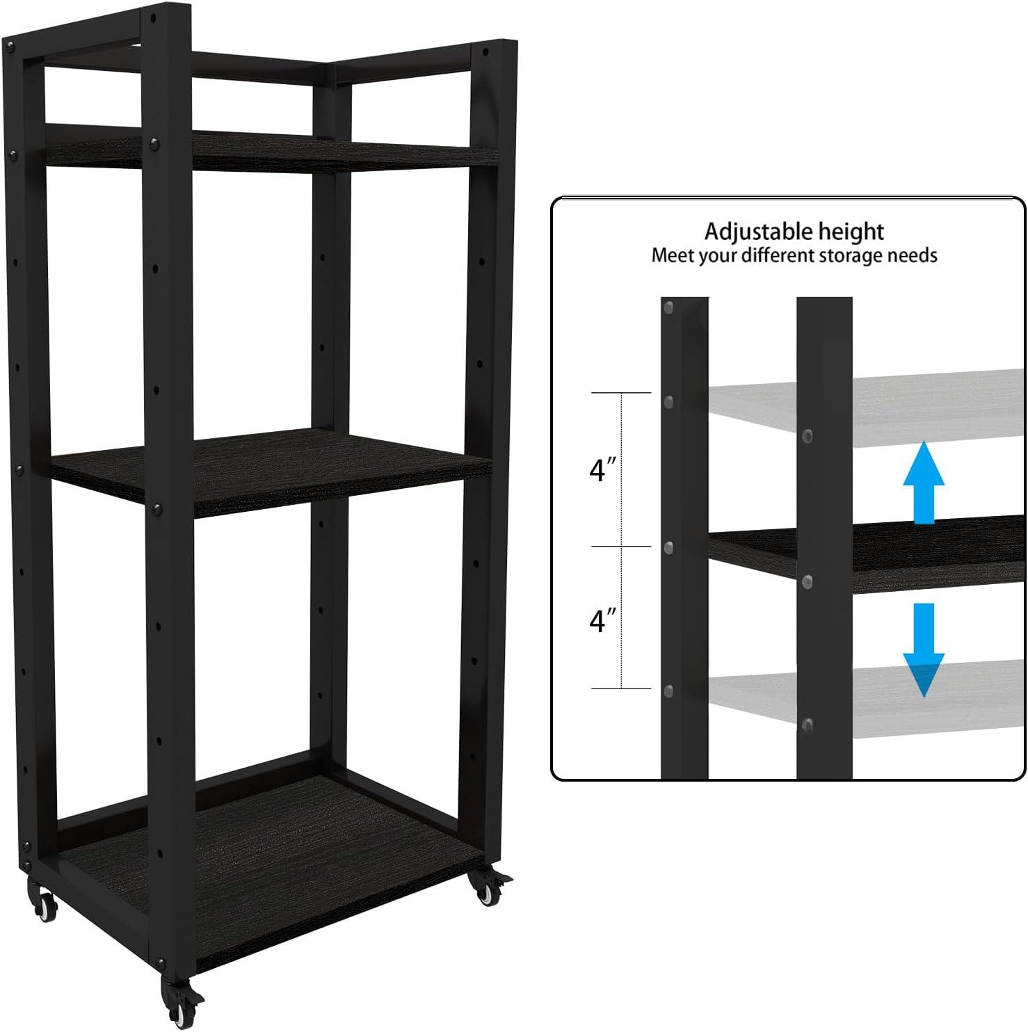 20.8 x 13.8 x 40 inches 3-Tier Movable Printer Stand with Storage Floor-Standing Rack on Wheels