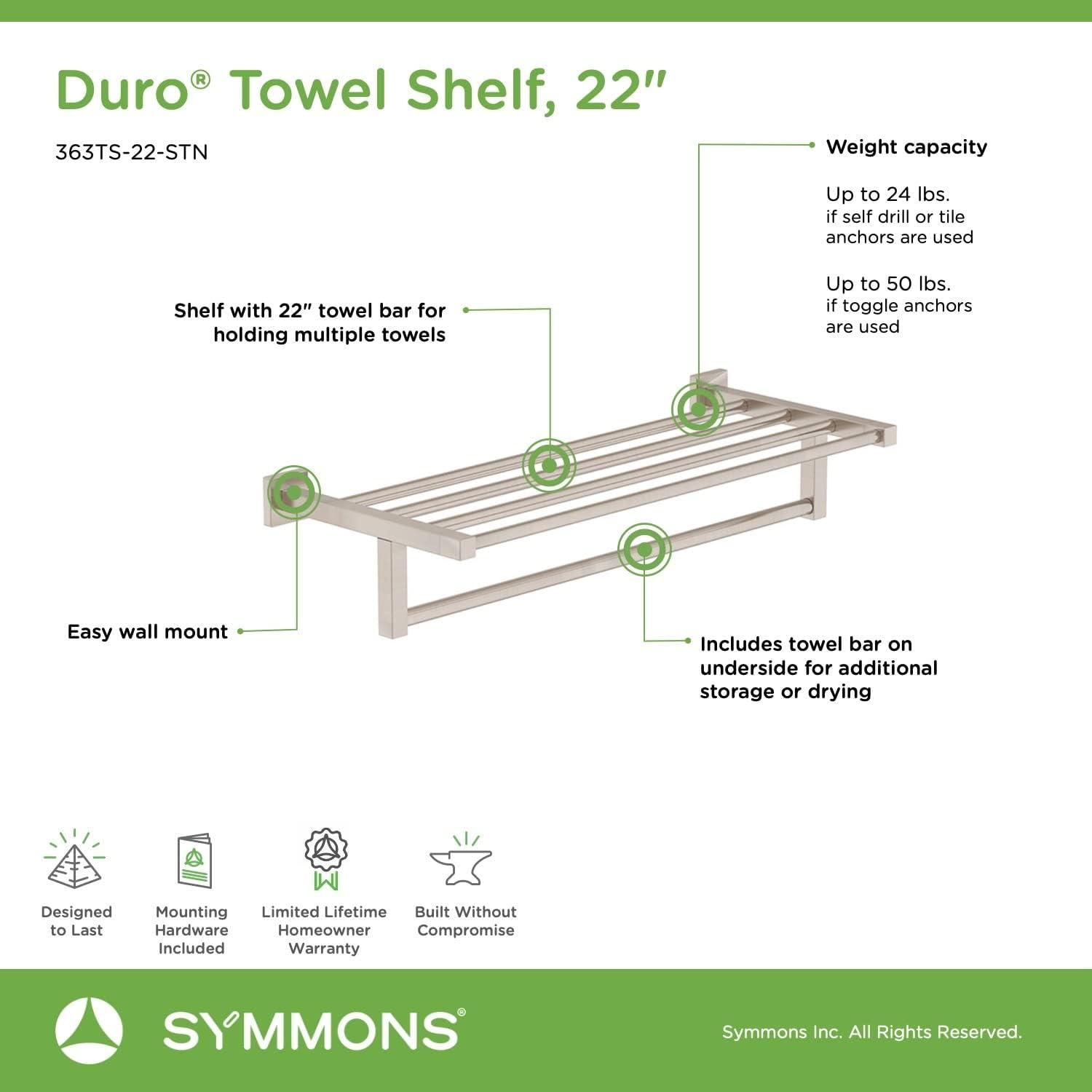 Duro 22 Inch Wall Mounted Towel Shelf