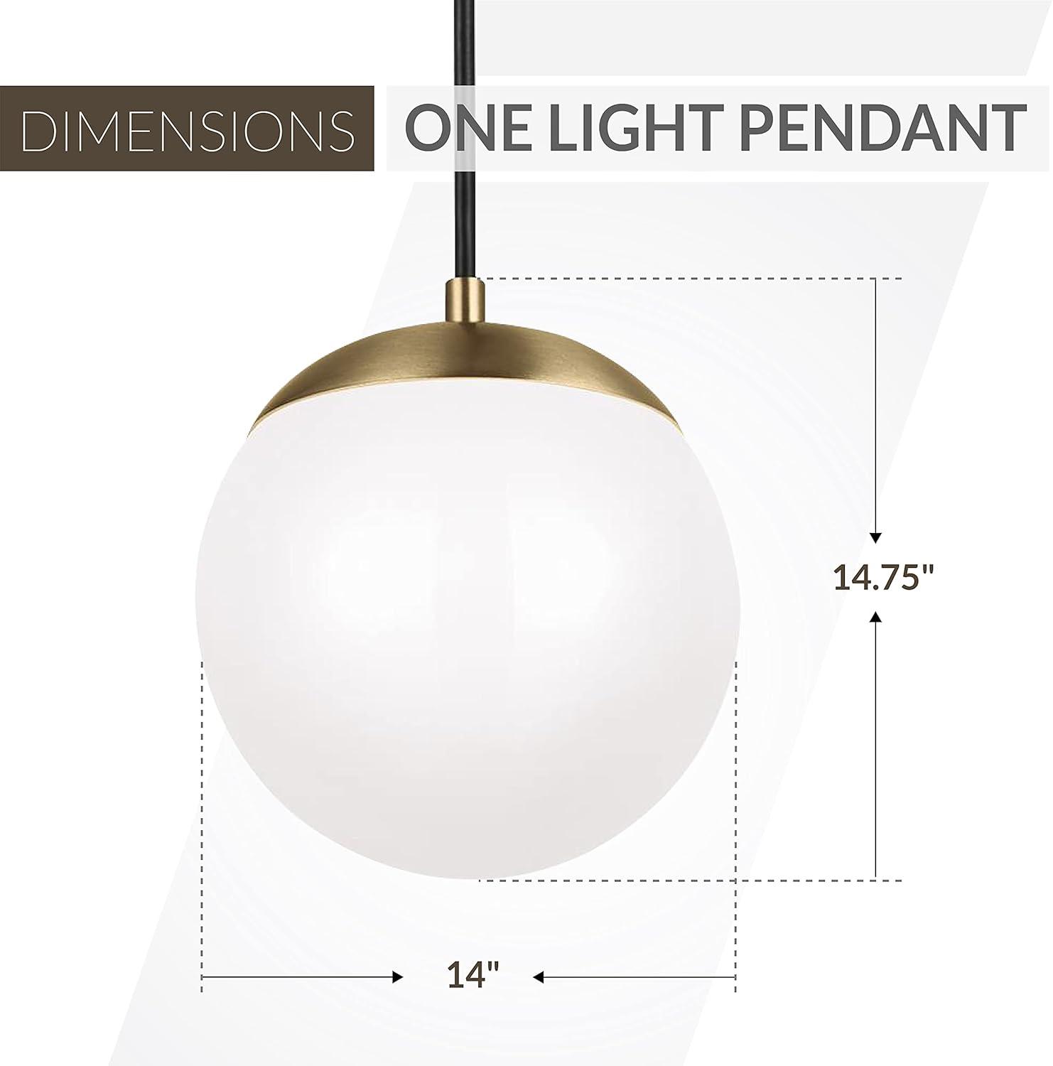 Leo Satin Brass 10" Smooth White Glass Globe Pendant Light