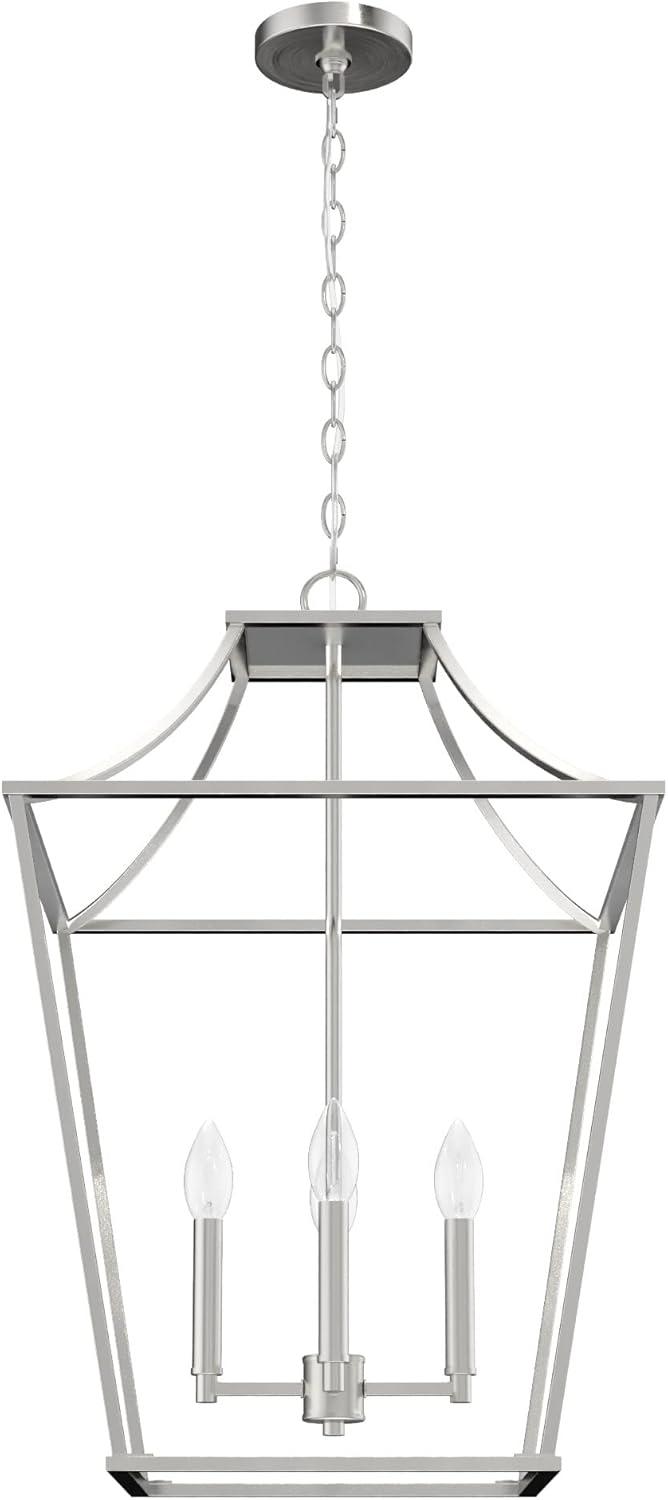 Hunter 18 inch Laurel Ridge Brushed Nickel 4 Light Lantern Pendant Ceiling Light Fixture