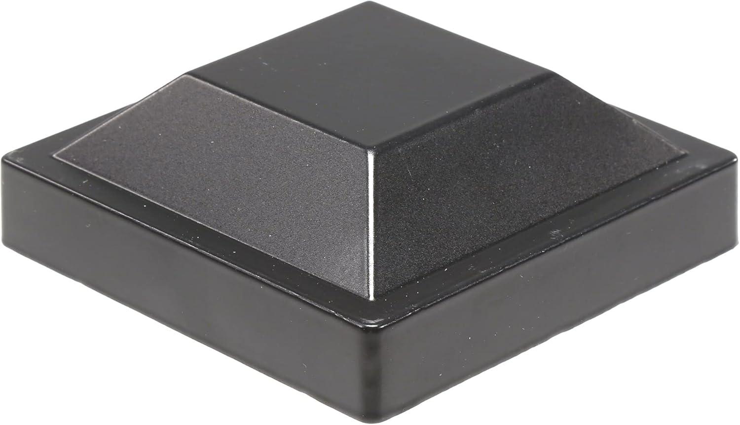 Plum Fittings 3" x 3" Square Black Plastic Post Cap for Aluminum Fence Posts | Black Post Caps (5 Pack)