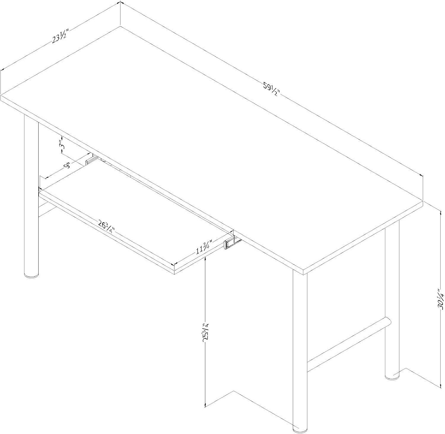 South Shore Ezra Melamine Desk Nordik Oak: Large Surface, Retractable Keyboard Shelf