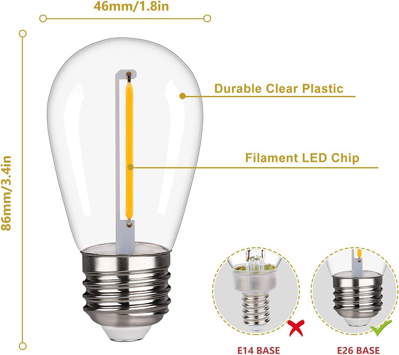 Dimmable LED S14 Vintage Edison Bulbs for Outdoor String Lights