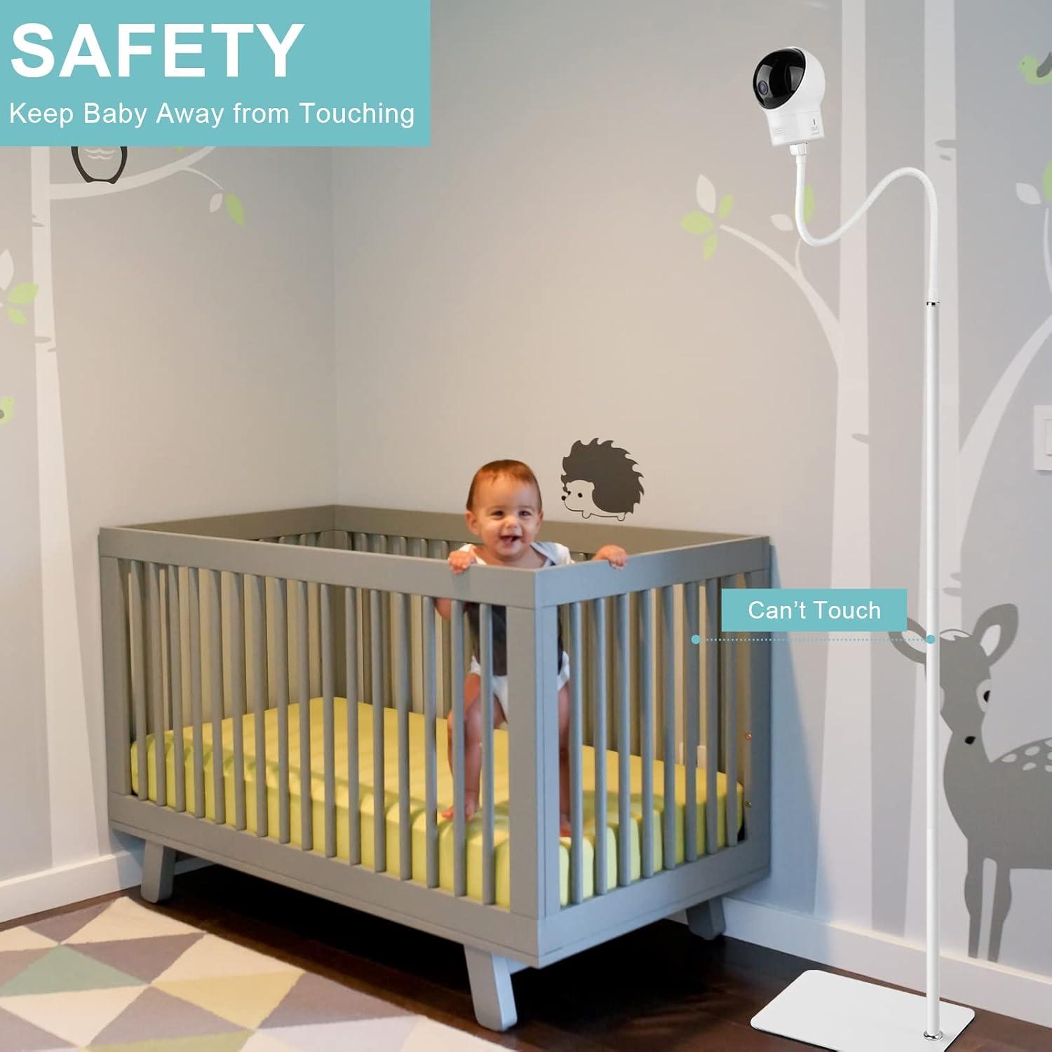 68.8" Adjustable White Metal Baby Monitor Floor Stand