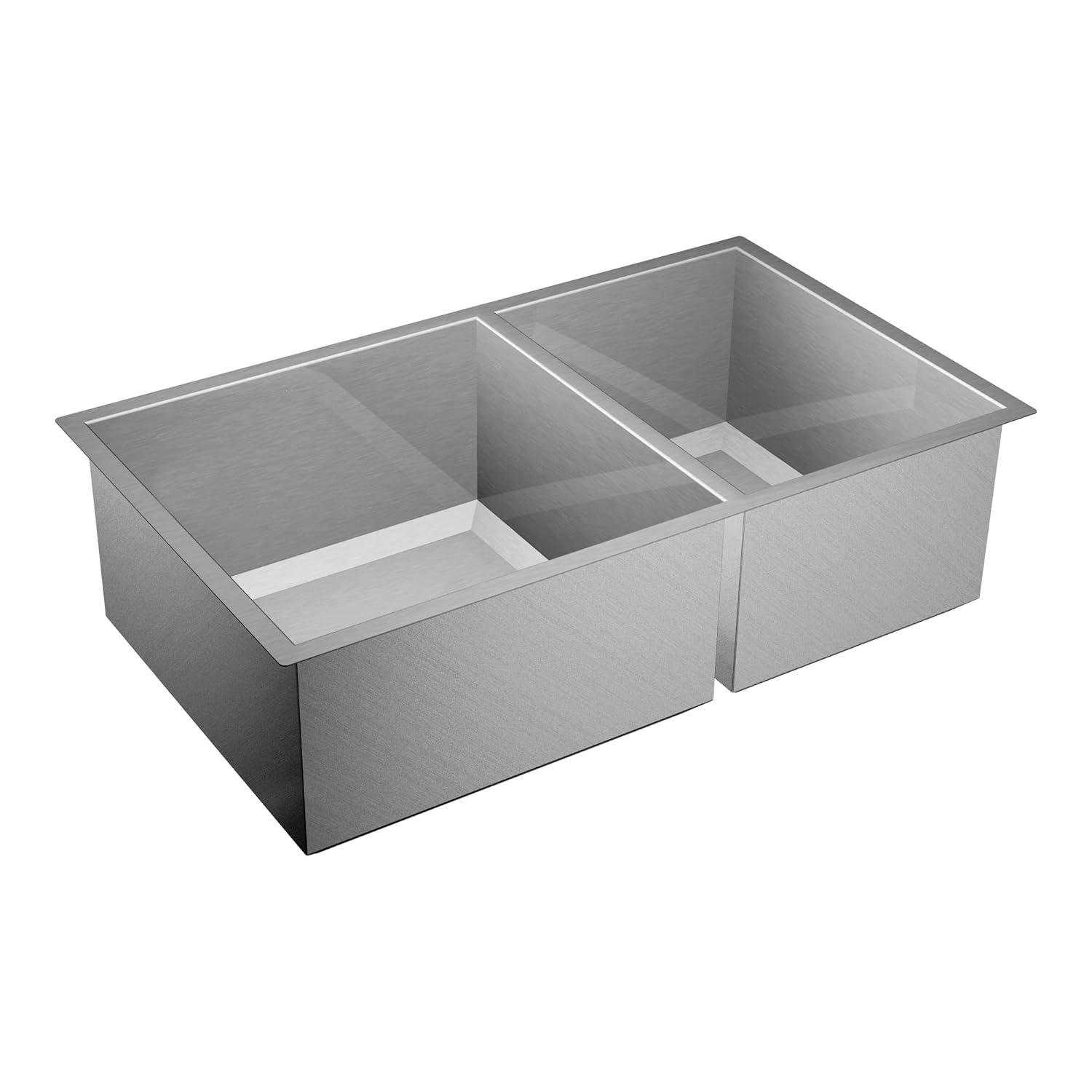 Prep 1600 Series Stainless Steel Undermount 34" x 20" Double Bowl Kitchen Sink