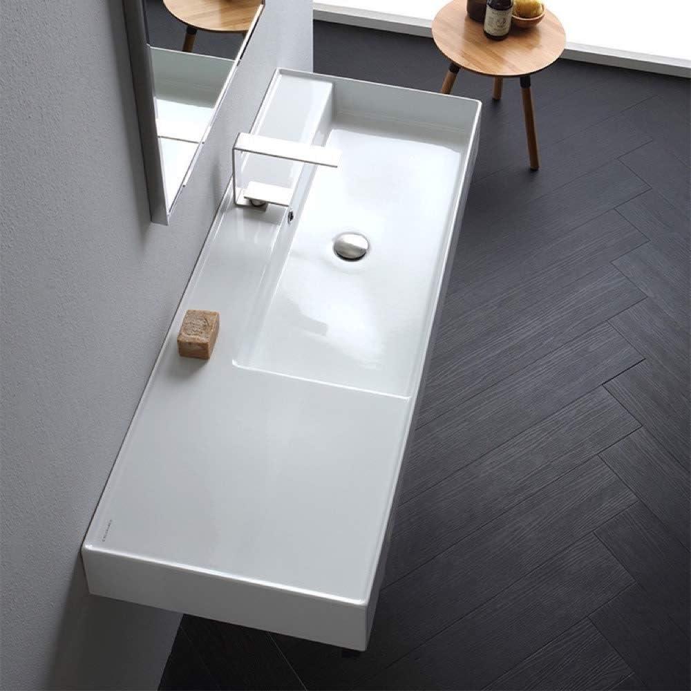Scarabeo By Nameeks 18.1'' White Ceramic Rectangular Vessel, Wall Mount Bathroom Sink with Overflow