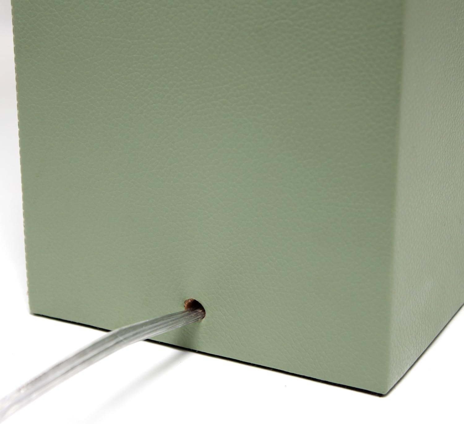 Sage Green Rectangular MDF Bedside Lamp with White Cotton Shade