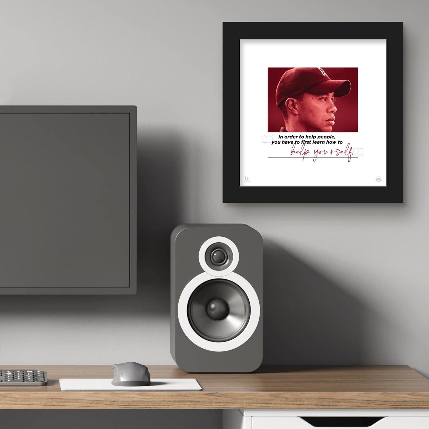 Gallery Pops Tiger Woods - Quote Help Yourself Wall Art, Black Framed Version, 12" x 12"