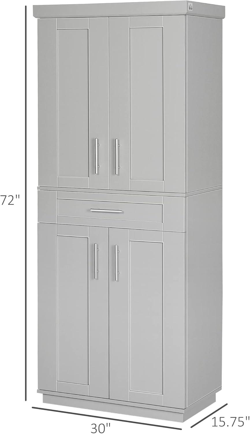 HOMCOM Tall Kitchen Pantry Freestanding Cabinet Cupboard with Doors and Drawer, Adjustable Shelving