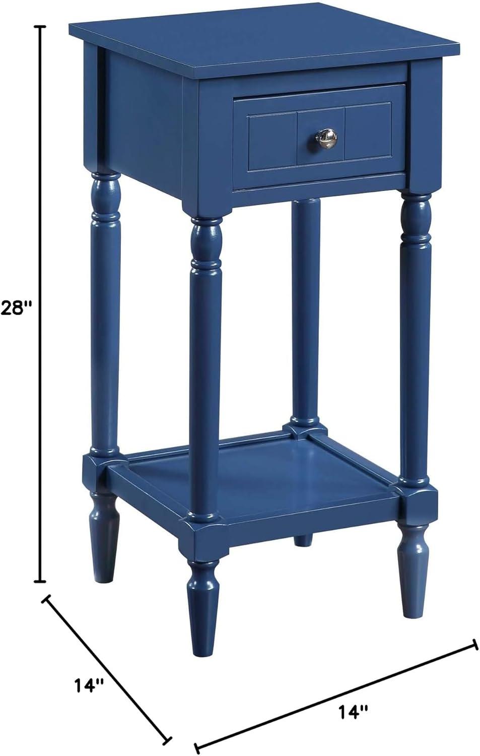 Convenience Concepts French Country Khloe 1 Drawer Accent Table with Shelf, Cobalt Blue